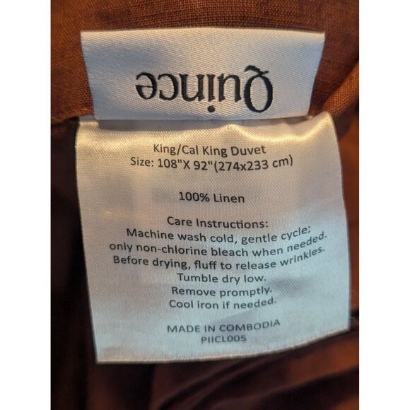 Quince 100% European Linen Duvet Cover 3PC Set Color Bordeaux King/Cal King-NEW - Picture 5 of 7